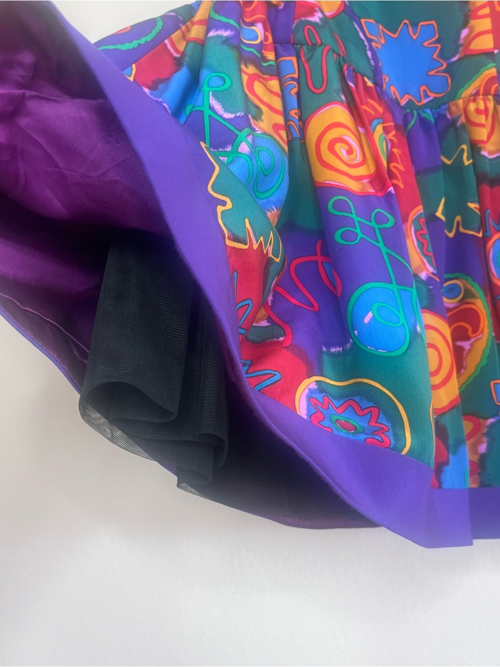 Saks Fifth Avenue Purple Multicolor Abstract Circle Skater Dress - Picture 3 of 7